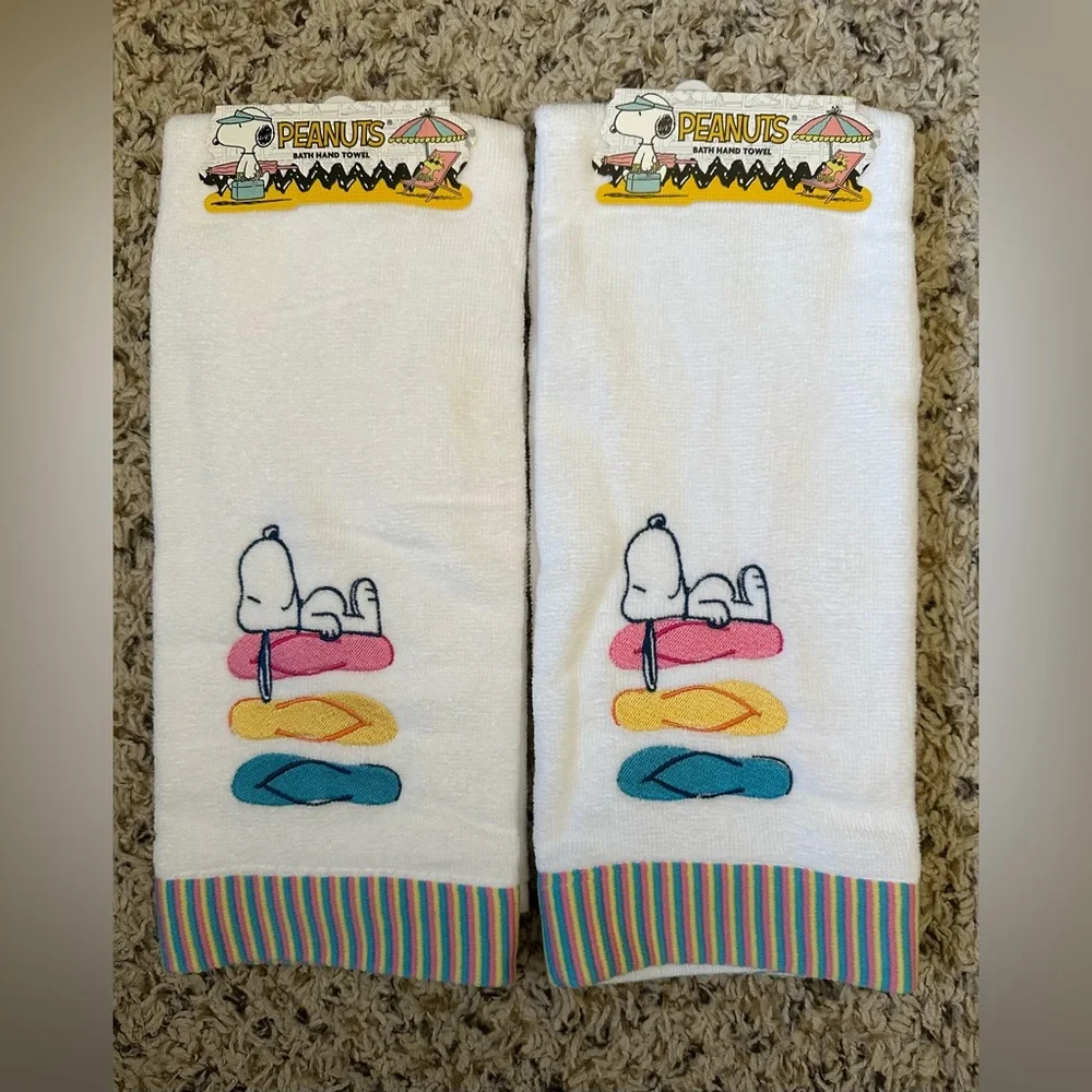 🩴🩴Peanuts Snoopy Flip Flop Summer Hand Towel, set of 2, NWT